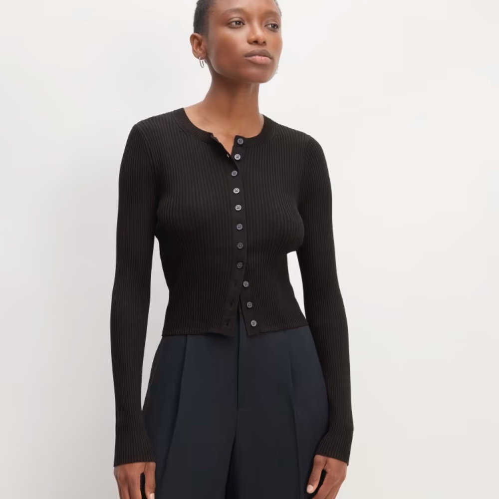 Everlane The Ribbed Cropped Cardigan